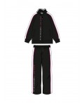 Комплект трикотажный для девочек: толстовка, брюки черный,белый