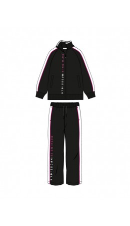 Комплект трикотажный для девочек: толстовка, брюки черный,белый