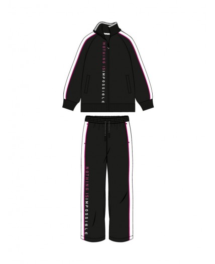 Комплект трикотажный для девочек: толстовка, брюки черный,белый