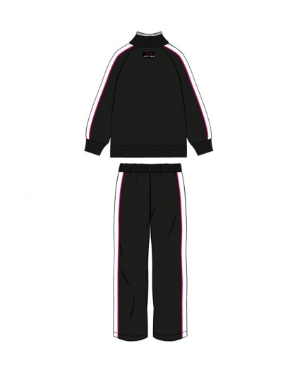 Комплект трикотажный для девочек: толстовка, брюки черный,белый