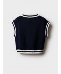 Жилет трикотажный для девочек тёмно-синий,белый