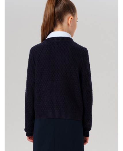 Кардиган трикотажный для девочек тёмно-синий