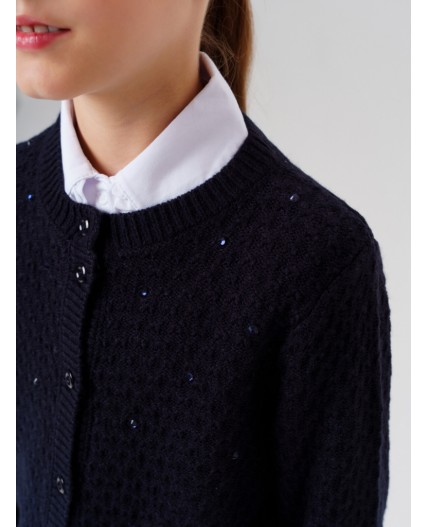 Кардиган трикотажный для девочек тёмно-синий