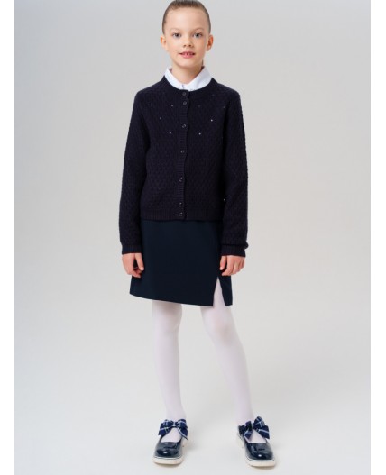 Кардиган трикотажный для девочек тёмно-синий