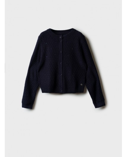 Кардиган трикотажный для девочек тёмно-синий
