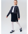 Кардиган трикотажный для девочек тёмно-синий,белый