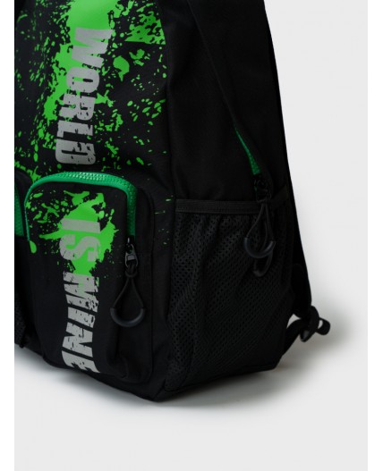 Рюкзак текстильный для мальчиков черный,зеленый