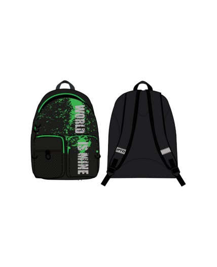 Рюкзак текстильный для мальчиков черный,зеленый