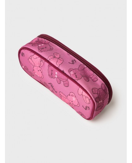 Пенал текстильный для девочек розовый