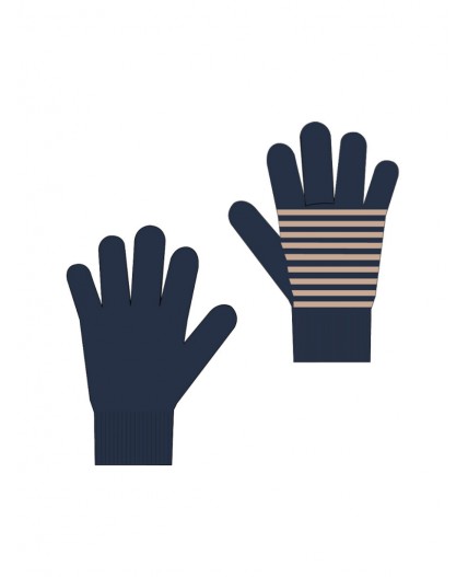 Перчатки трикотажные для мальчиков, 2 пары в комплекте тёмно-синий,бежевый