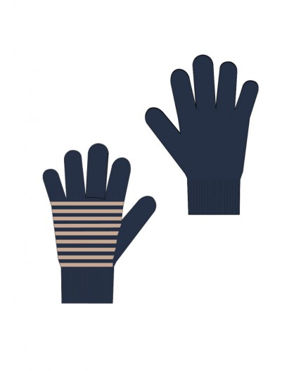 Перчатки трикотажные для мальчиков, 2 пары в комплекте тёмно-синий,бежевый