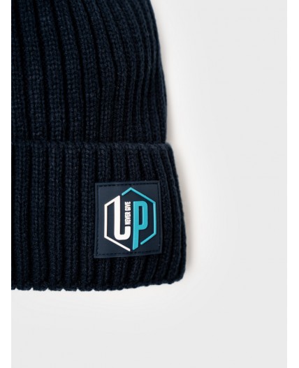 Комплект трикотажный для мальчиков: шапка, снуд тёмно-синий