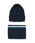 Комплект трикотажный для мальчиков: шапка, снуд тёмно-синий