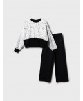 Комплект трикотажный для девочек: толстовка, брюки белый,черный