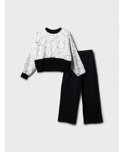 Комплект трикотажный для девочек: толстовка, брюки белый,черный