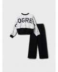 Комплект трикотажный для девочек: толстовка, брюки белый,черный