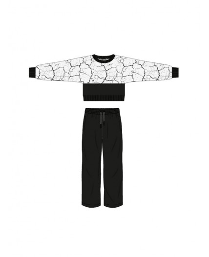Комплект трикотажный для девочек: толстовка, брюки белый,черный