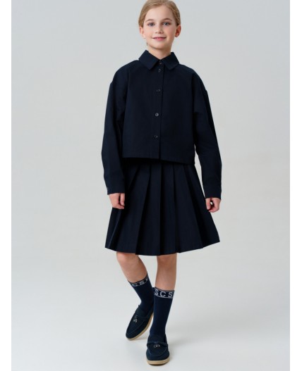 Комплект текстильный для девочек: рубашка, юбка тёмно-синий