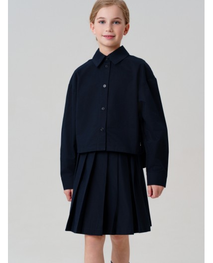 Комплект текстильный для девочек: рубашка, юбка тёмно-синий
