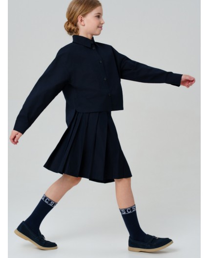 Комплект текстильный для девочек: рубашка, юбка тёмно-синий