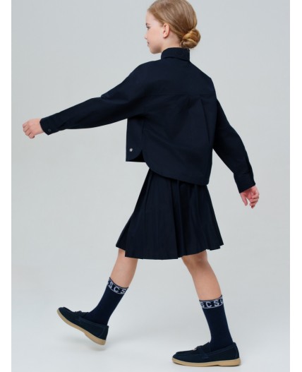 Комплект текстильный для девочек: рубашка, юбка тёмно-синий