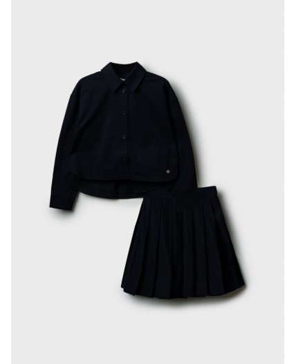 Комплект текстильный для девочек: рубашка, юбка тёмно-синий