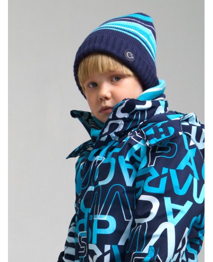 Комплект вязаный для мальчика: шапка, снуд разноцветный