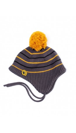 Шапка детская трикотажная для мальчиков серый,темно-серый,жёлтый
