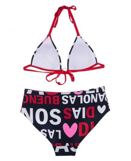 Купальник раздельный для девочки тёмно-синий,красный,белый