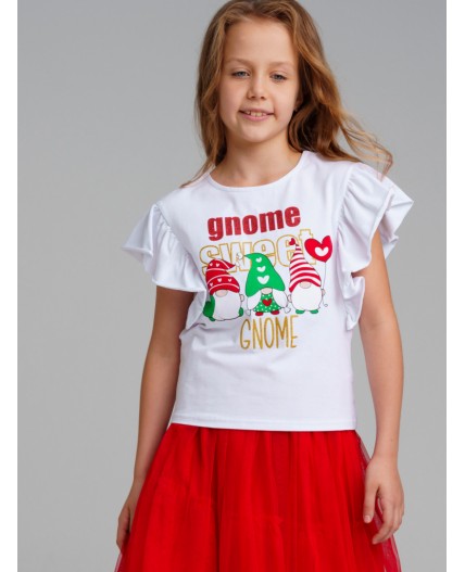 Фуфайка трикотажная для девочек (футболка) белый,разноцветный