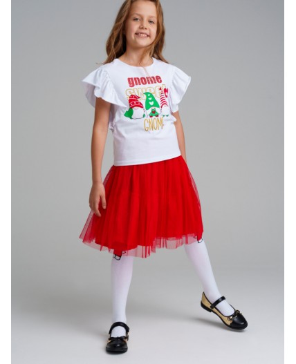 Фуфайка трикотажная для девочек (футболка) белый,разноцветный