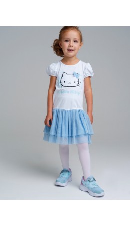 Платье трикотажное для девочек белый,голубой