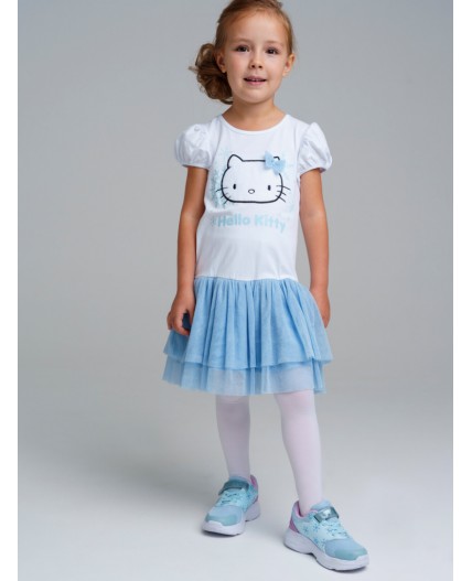 Платье трикотажное для девочек белый,голубой