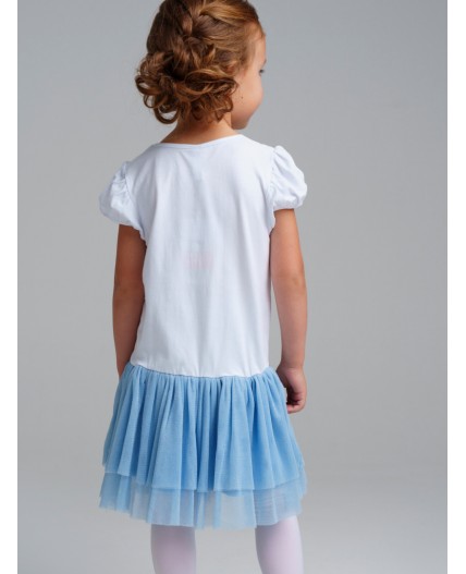 Платье трикотажное для девочек белый,голубой