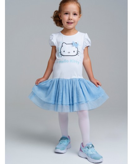 Платье трикотажное для девочек белый,голубой