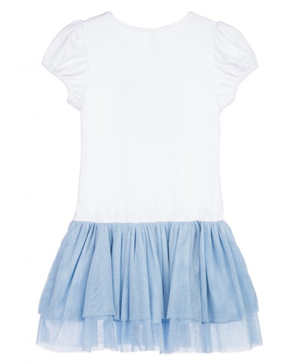 Платье трикотажное для девочек белый,голубой