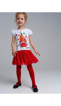 Платье трикотажное для девочек белый,красный