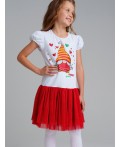Платье трикотажное для девочек красный,белый