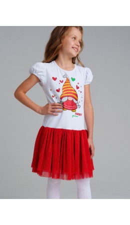 Платье трикотажное для девочек красный,белый