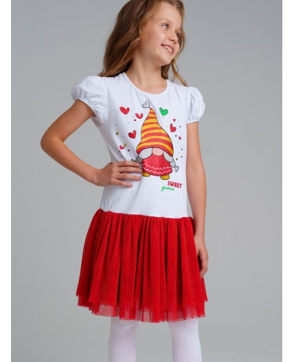 Платье трикотажное для девочек красный,белый