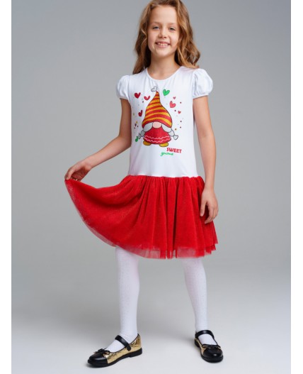 Платье трикотажное для девочек красный,белый
