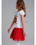 Платье трикотажное для девочек красный,белый