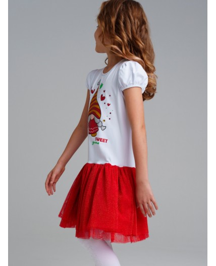 Платье трикотажное для девочек красный,белый