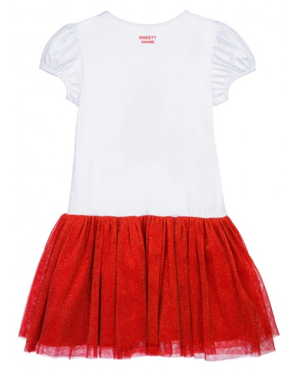 Платье трикотажное для девочек красный,белый
