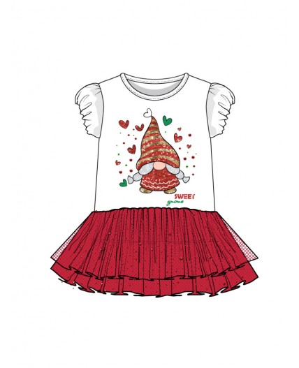 Платье трикотажное для девочек красный,белый