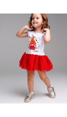 Платье детское трикотажное для девочек красный,белый