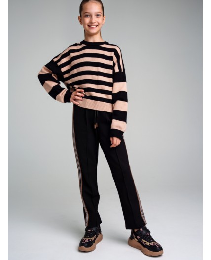 Джемпер трикотажный для девочек черный,светло-розовый