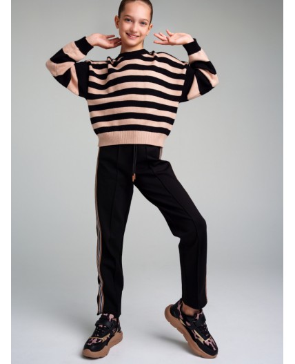 Джемпер трикотажный для девочек черный,светло-розовый