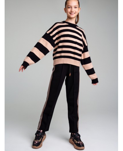 Джемпер трикотажный для девочек черный,светло-розовый