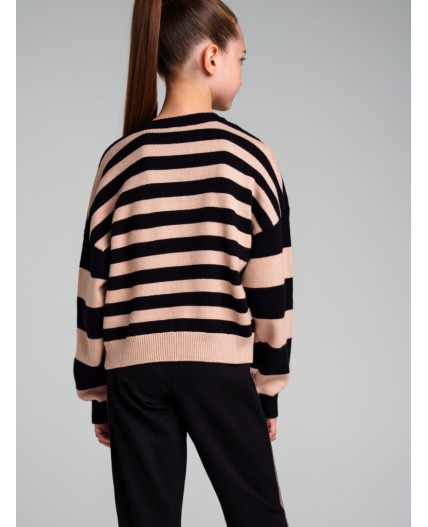 Джемпер трикотажный для девочек черный,светло-розовый